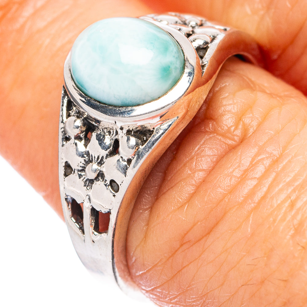 Larimar Dainty Ring Size 8 (925 Sterling Silver) R3426