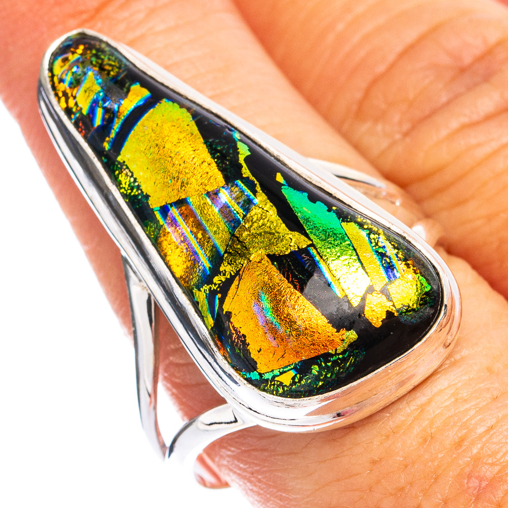 Dichroic Glass Ring Size 10 (925 Sterling Silver) R8442