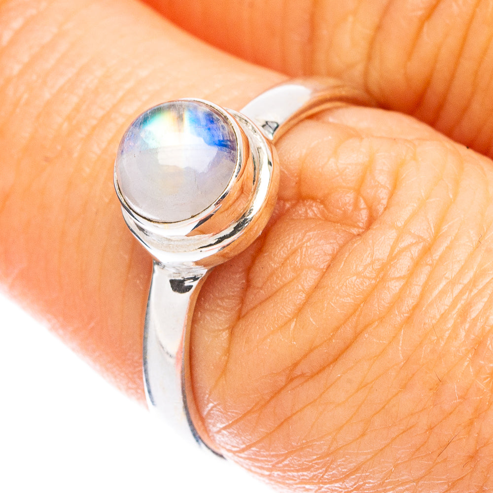 Rainbow Moonstone Dainty Ring Size 7 (925 Sterling Silver) R5256