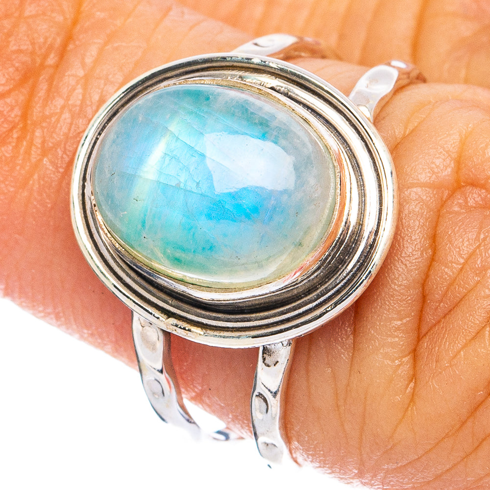 Rainbow Moonstone Ring Size 6.75 (925 Sterling Silver) R8225