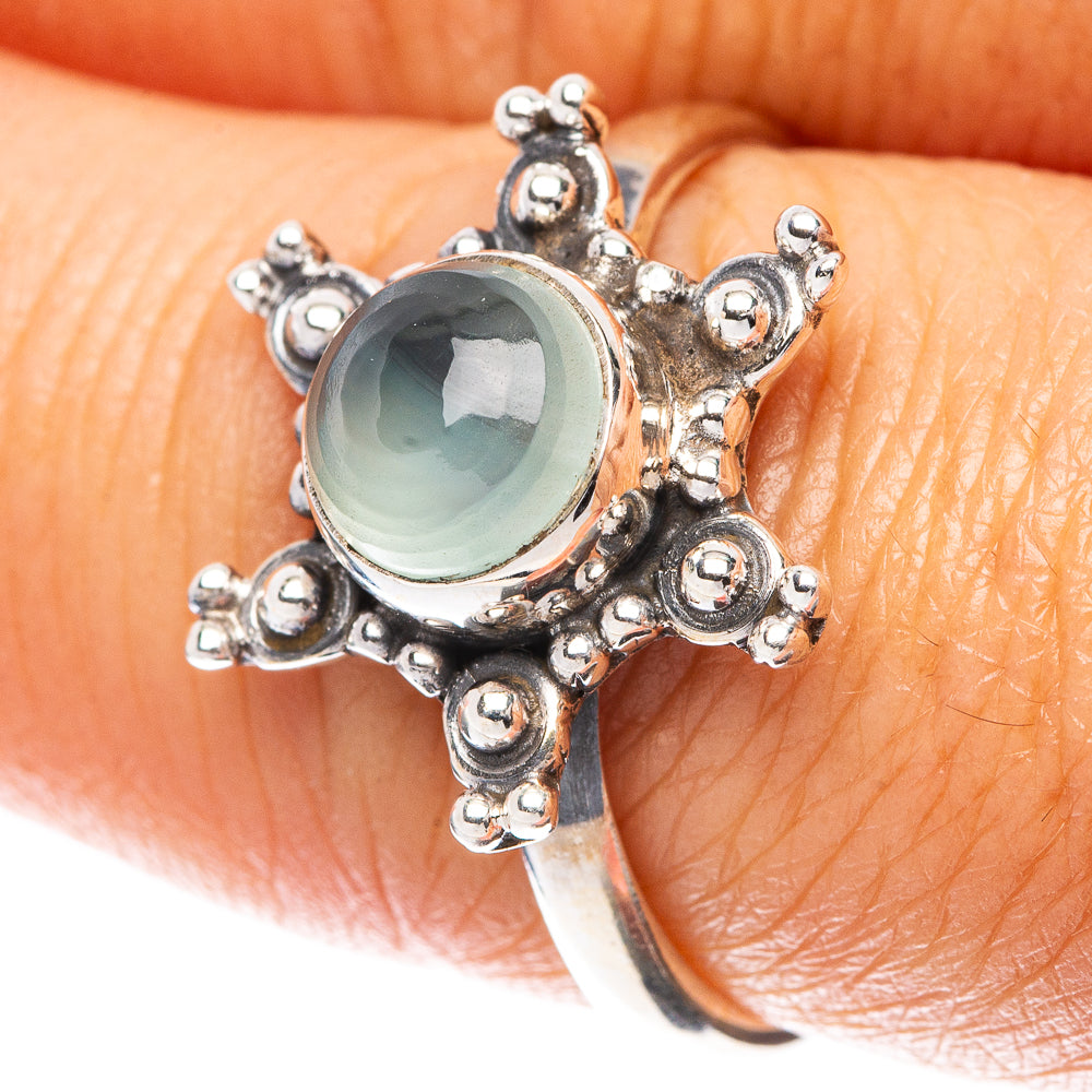 Aquamarine Flower 925 Sterling Silver Ring Size 7.75 (925 Sterling Silver) R5488