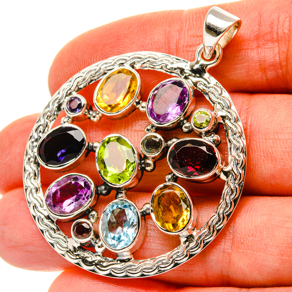 Signature Garnet, Amethyst, Citrine, Peridot, Blue Topaz, Tanzanite Pendant 1 3/4" (925 Sterling Silver) PD37848