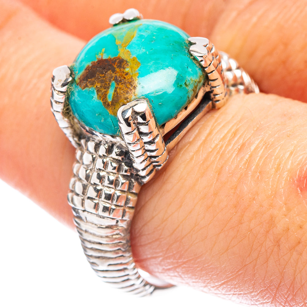Mohave Turquoise Filigree Style Ring Size 8.75 (.925 Sterling Silver)