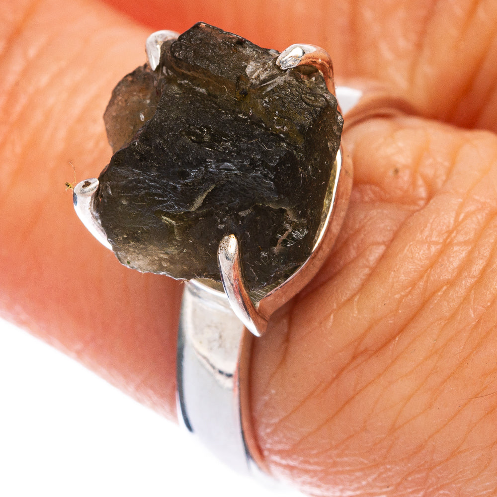 Rare Czech Moldavite Ring Size 7.25 (925 Sterling Silver) R146637