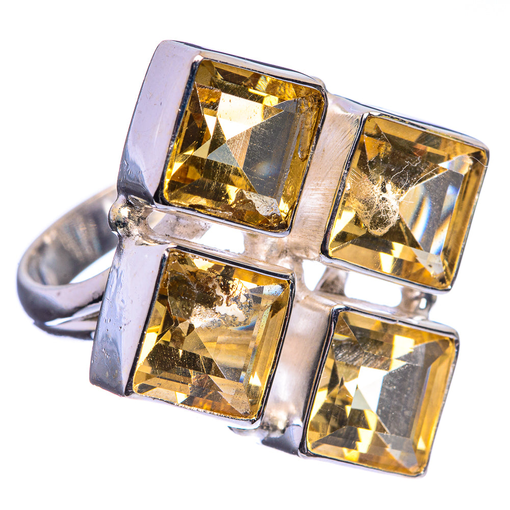 Large Faceted Citrine 925 Sterling Silver Ring Size 7