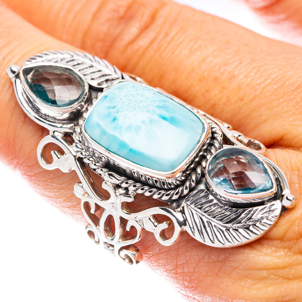 Signature Larimar, Blue Topaz Ring Size 9 (925 Sterling Silver) R1806
