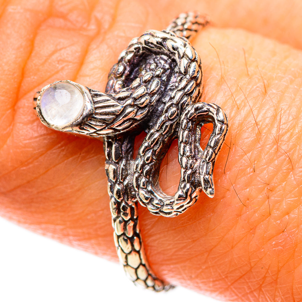 Rainbow Moonstone Snake Dainty Ring Size 6 (925 Sterling Silver) RING138198