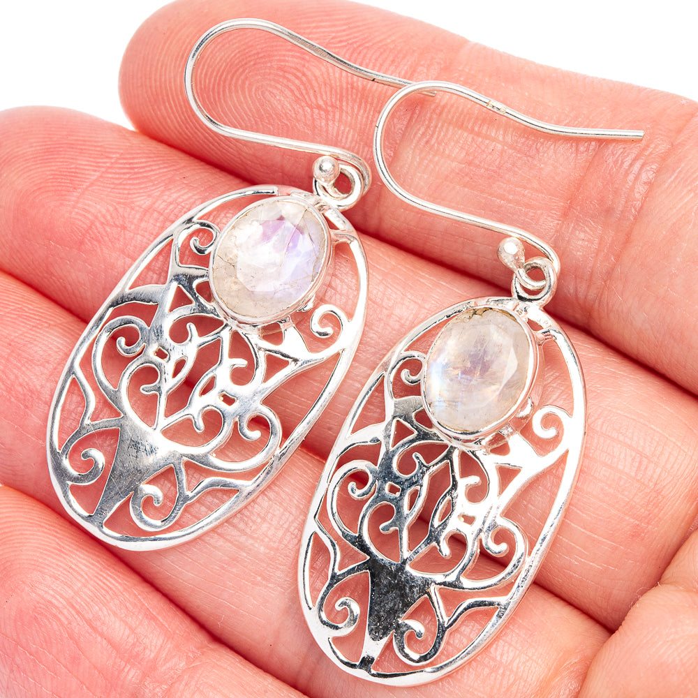 Rainbow Moonstone Earrings 1 7/8" (925 Sterling Silver) E433219