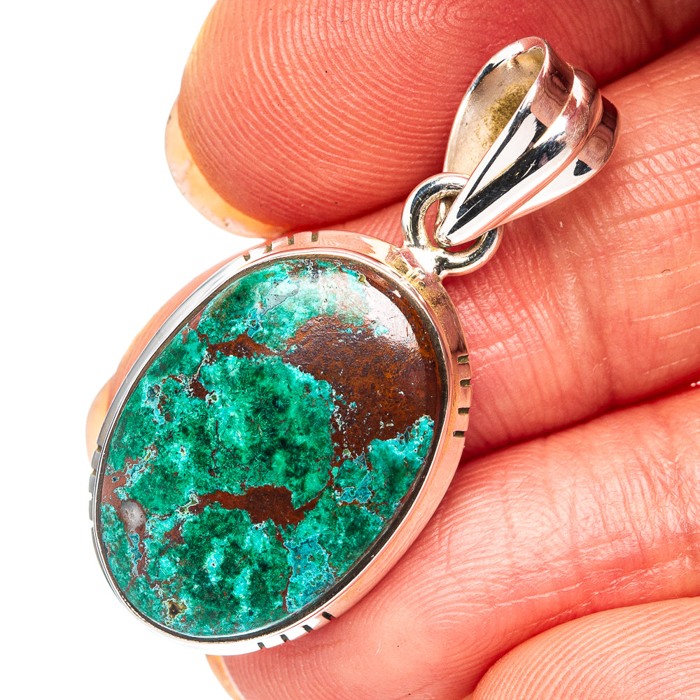 Chrysocolla Pendant 1 3/8" (.925 Sterling Silver)