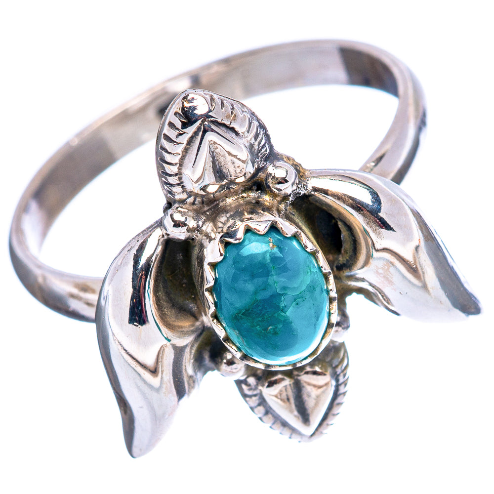 Kingman Turquoise Native Style Ring Size 8.75 (.925 Sterling Silver)