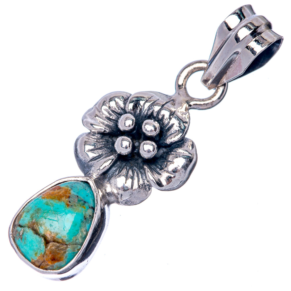 Tibetan Turquoise Dainty Pendant 1 1/4" (925 Sterling Silver) P39917