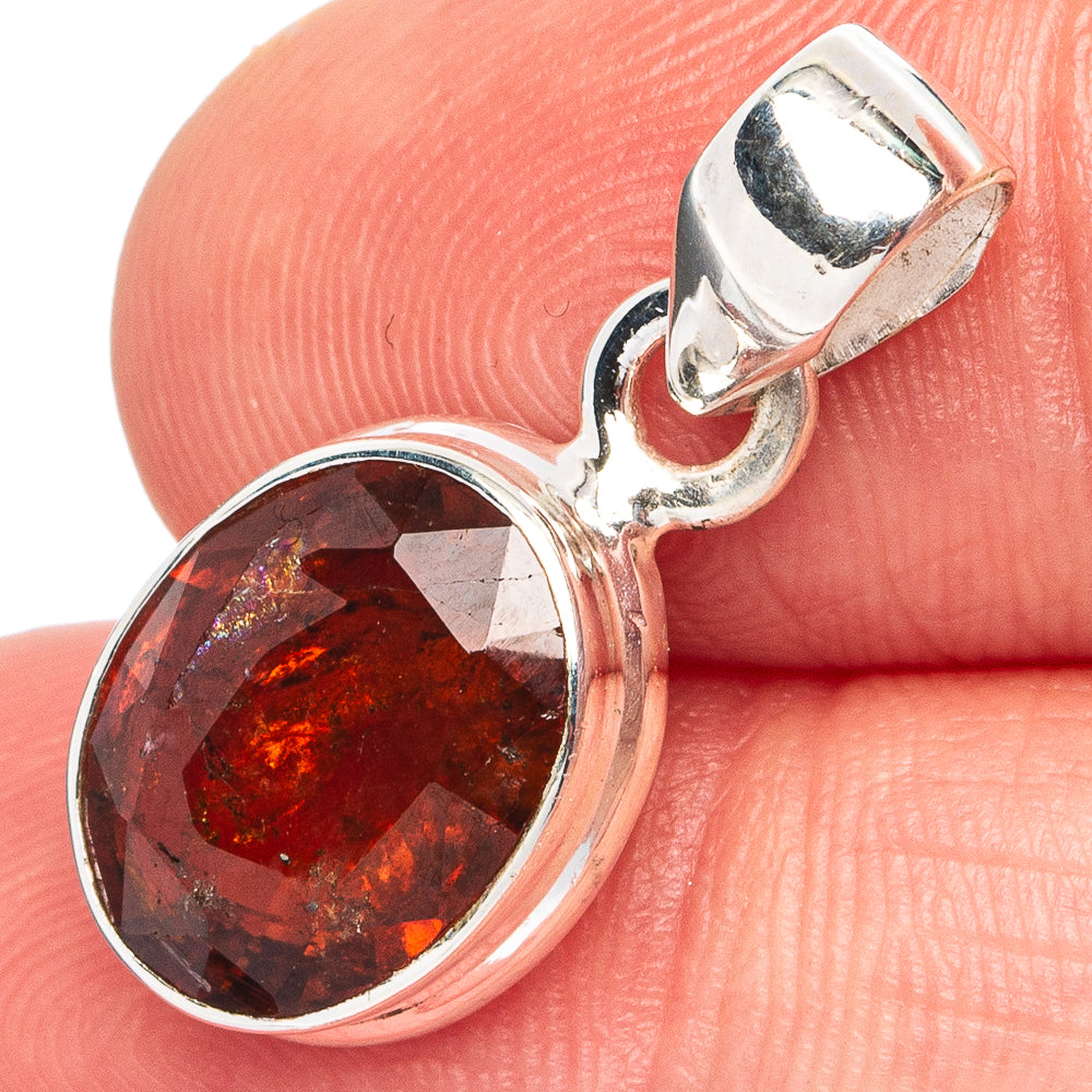 Rare Hessonite Garnet Pendant 7/8" (.925 Sterling Silver)