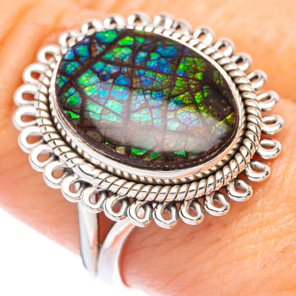 Rare Ammolite Ring Size 9 (925 Sterling Silver) R2109