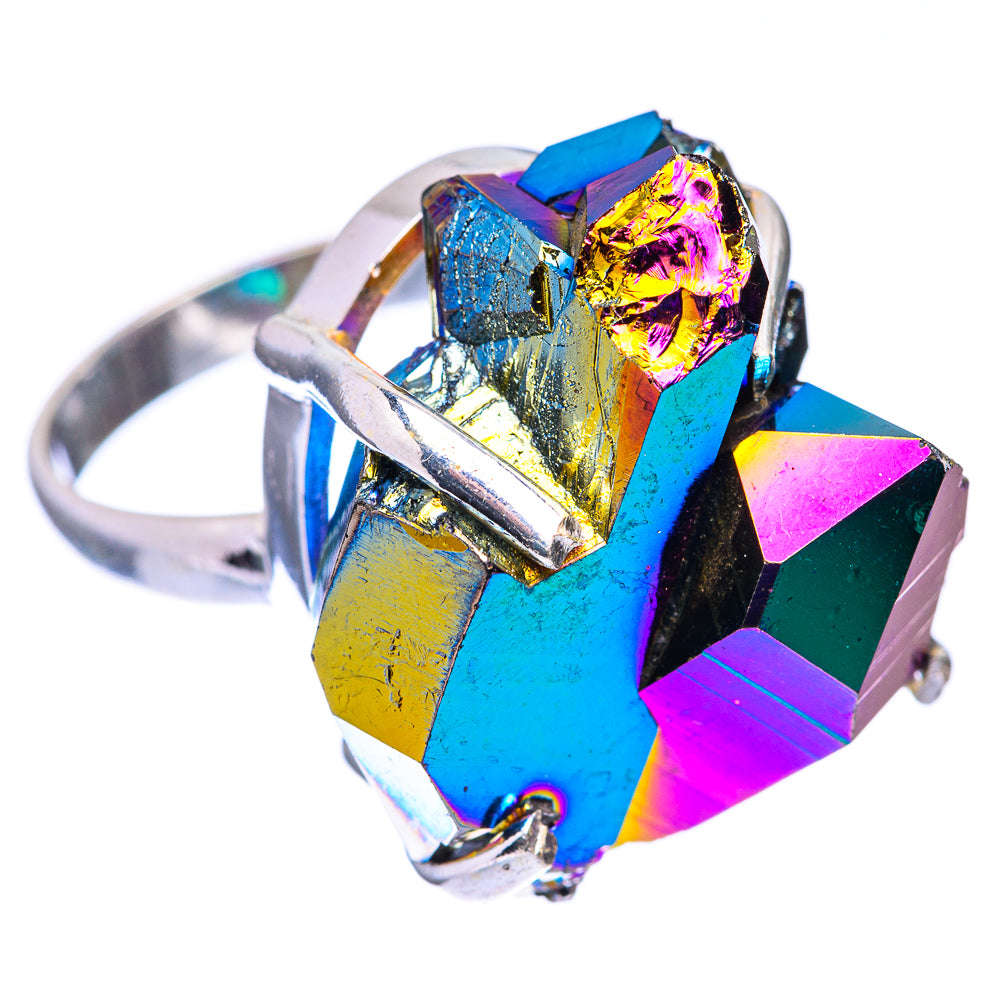 Large Titanium Sunshine Druzy Ring Size 8 (925 Sterling Silver) R141175