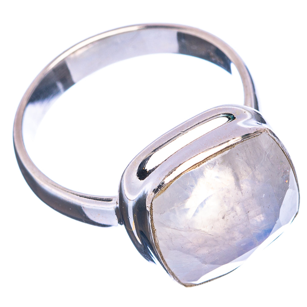 Faceted Rainbow Moonstone Ring Size 6.25 (.925 Sterling Silver)