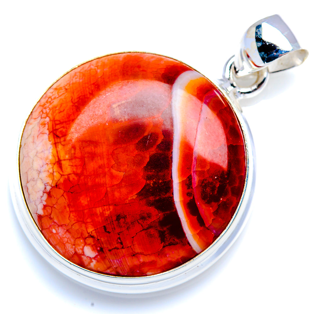 Fire Crab Agate 925 Sterling Silver Pendant 1 1/2" (925 Sterling Silver) PD38369