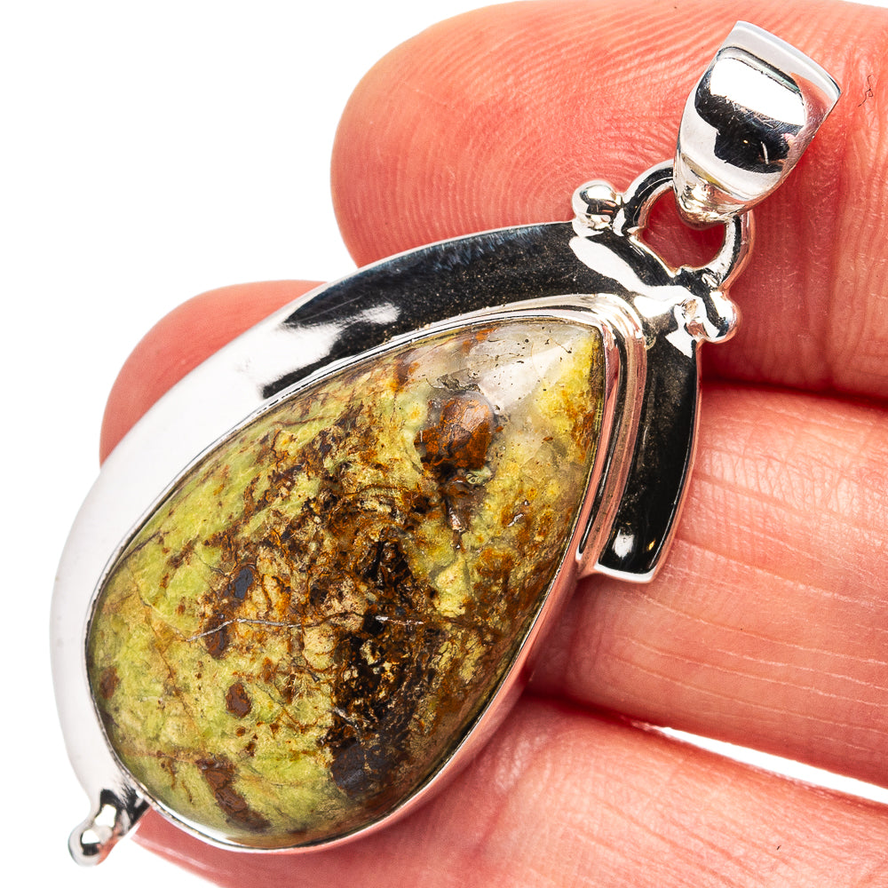 Premium Gaspeite Pendant 1 7/8" (.925 Sterling Silver)