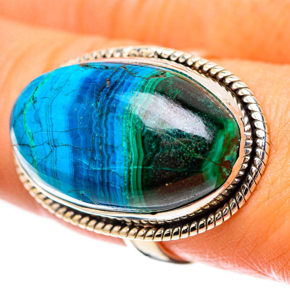 Malachite In Chrysocolla Ring Size 8 (925 Sterling Silver) RING139037
