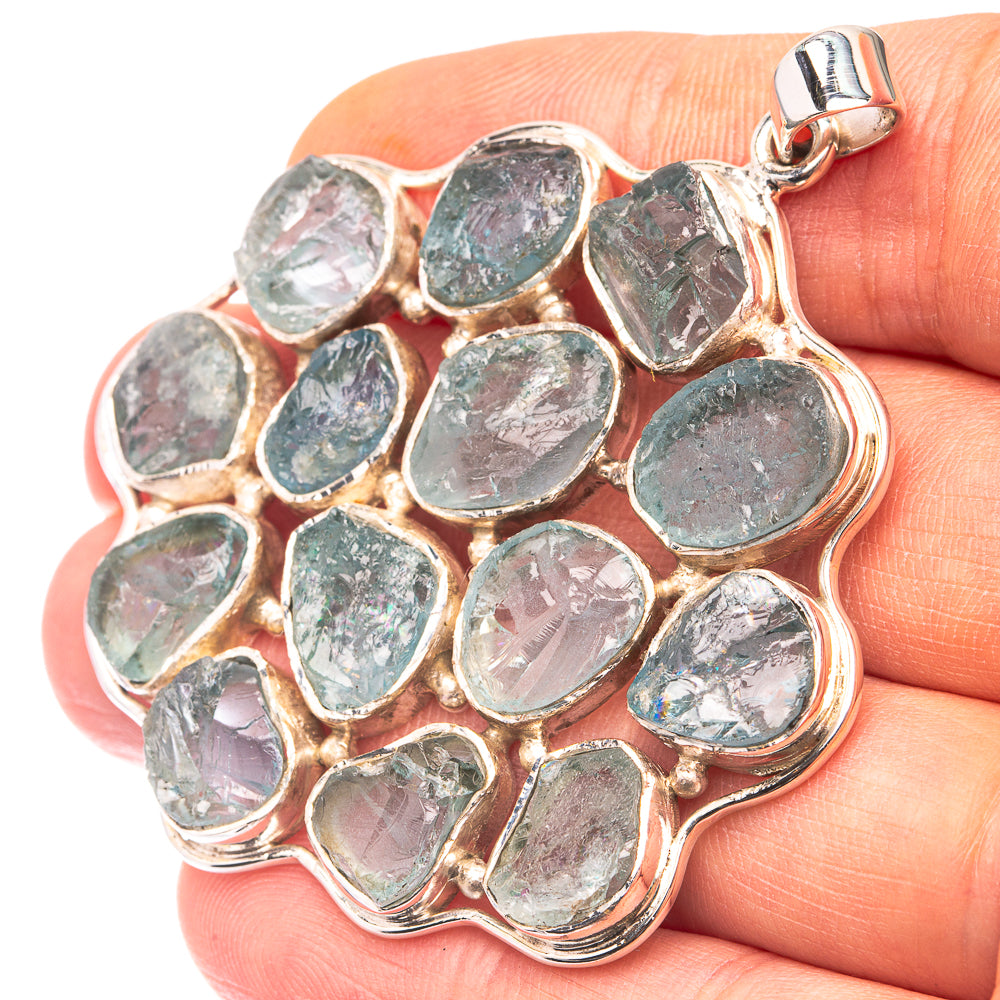 Signature Raw Aquamarine Pendant 2 1/4" (925 Sterling Silver) P38716
