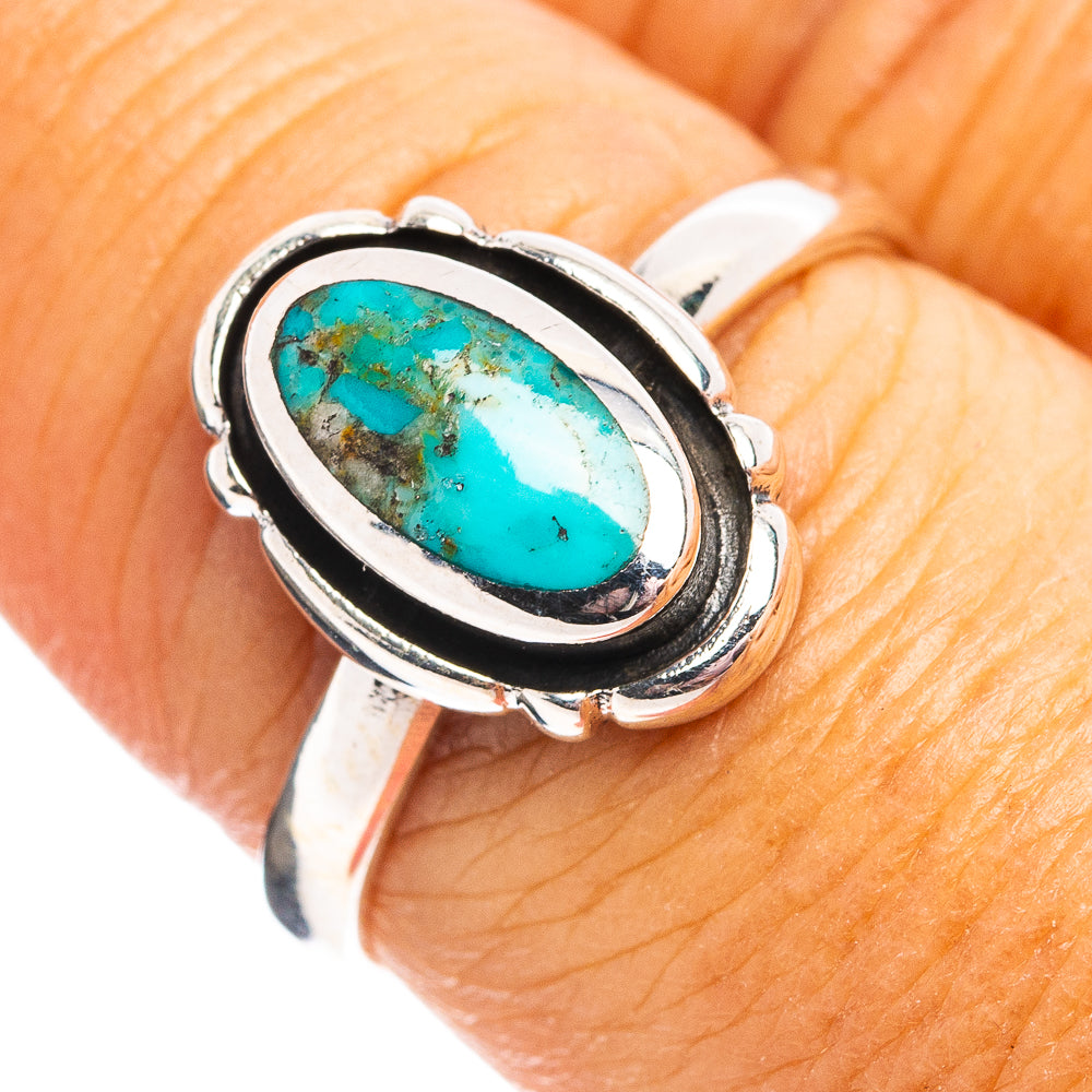 Native Style Mohave Turquoise Ring Size 7.5 (.925 Sterling Silver)