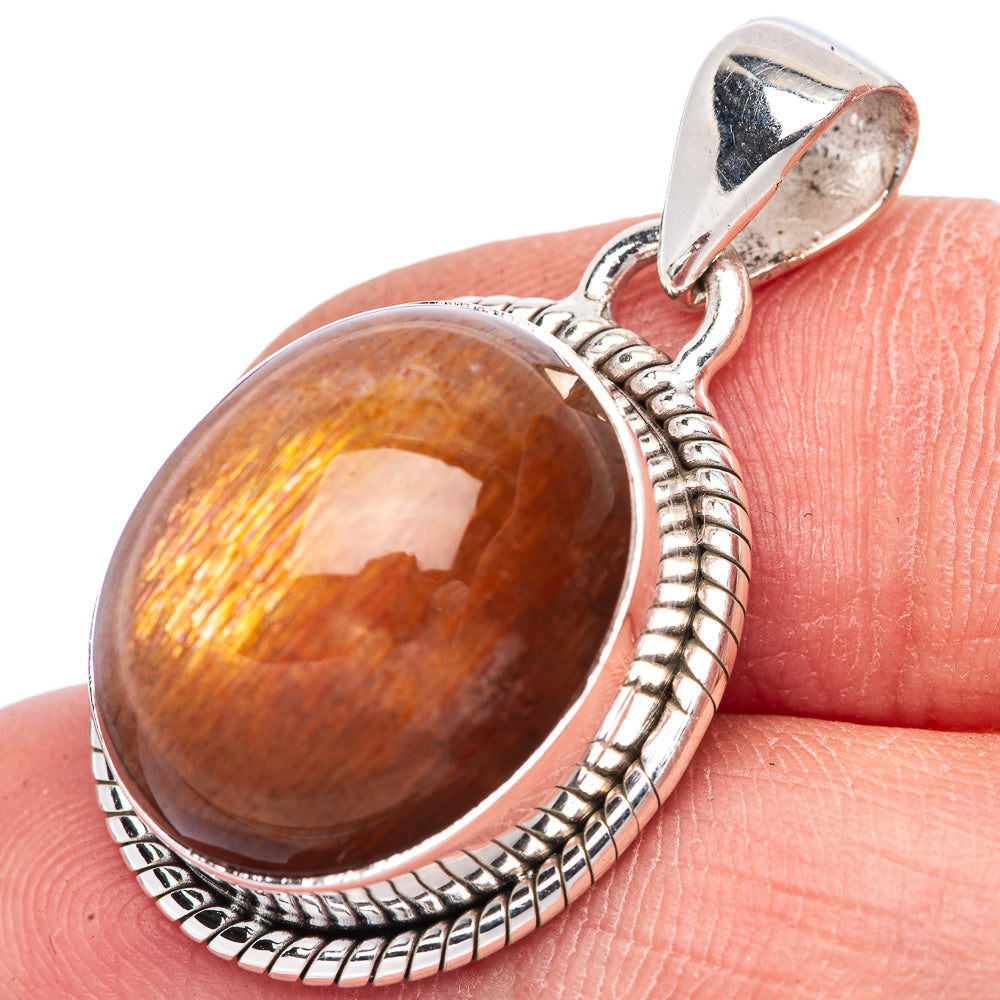 Sunstone Pendant 1 1/4" (925 Sterling Silver) P40915