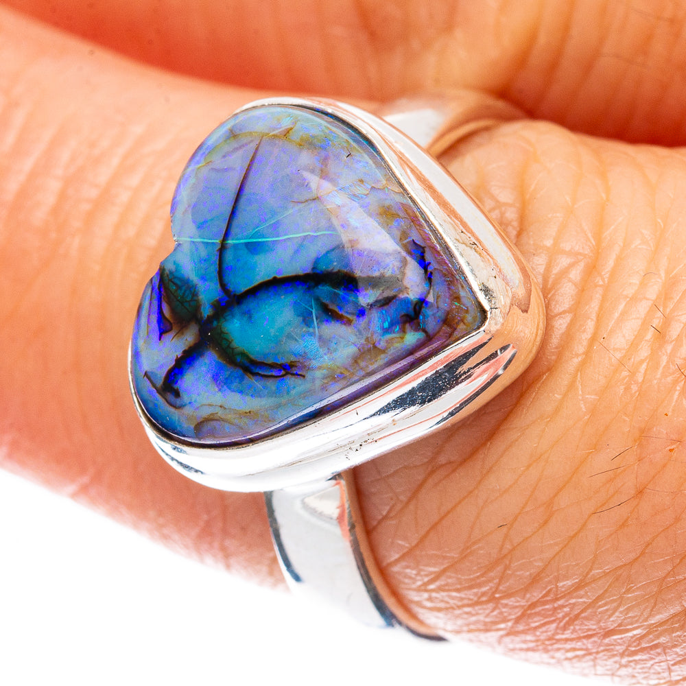 Rare Sterling Opal Heart Ring Size 7.25 (925 Sterling Silver) R2995
