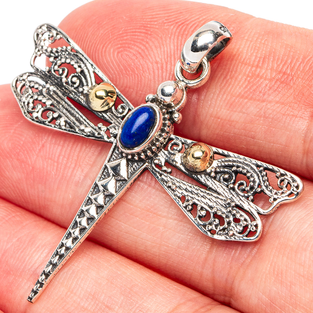 Dainty Lapis Lazuli Dragonfly Pendant 1 1/2" (925 Sterling Silver) P45307
