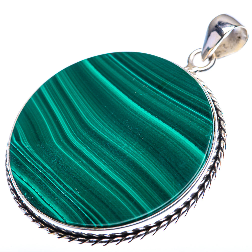 Malachite Coin Pendant 2" (925 Sterling Silver) PD38481