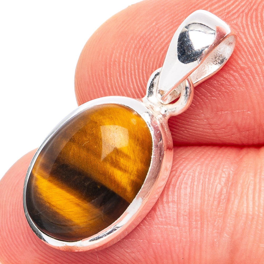 Dainty Tiger Eye Pendant 1 1/8" (925 Sterling Silver) P45276