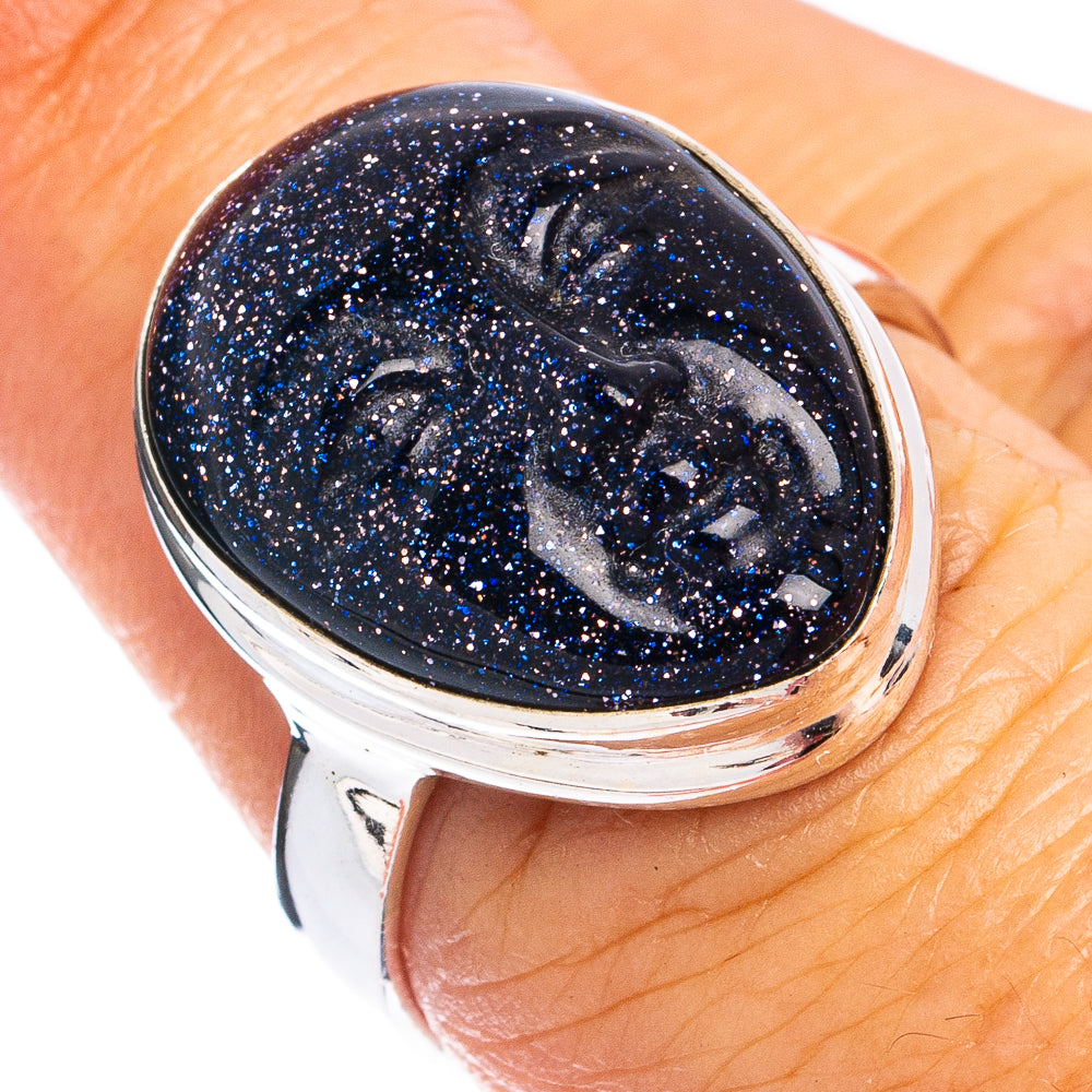 Blue Goldstone Ring Size 7.5 (925 Sterling Silver) R8377