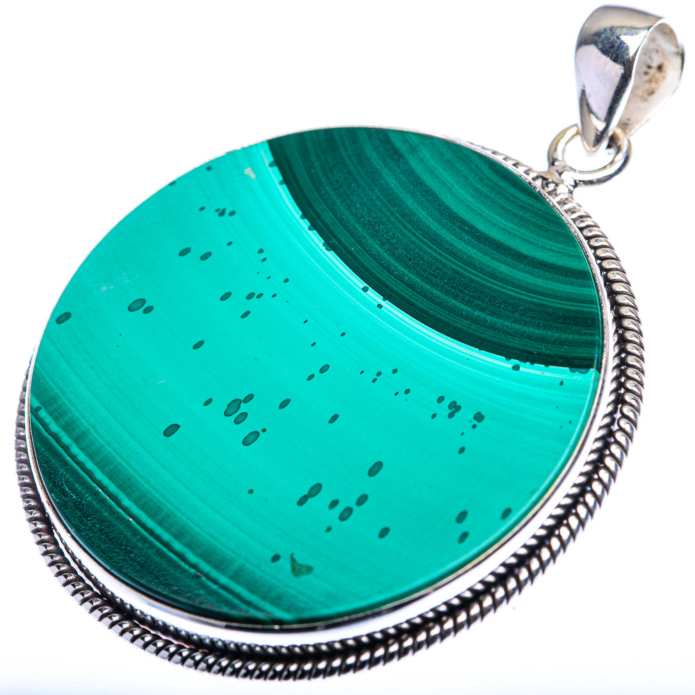 Malachite Coin Pendant 2" (925 Sterling Silver) PD38466
