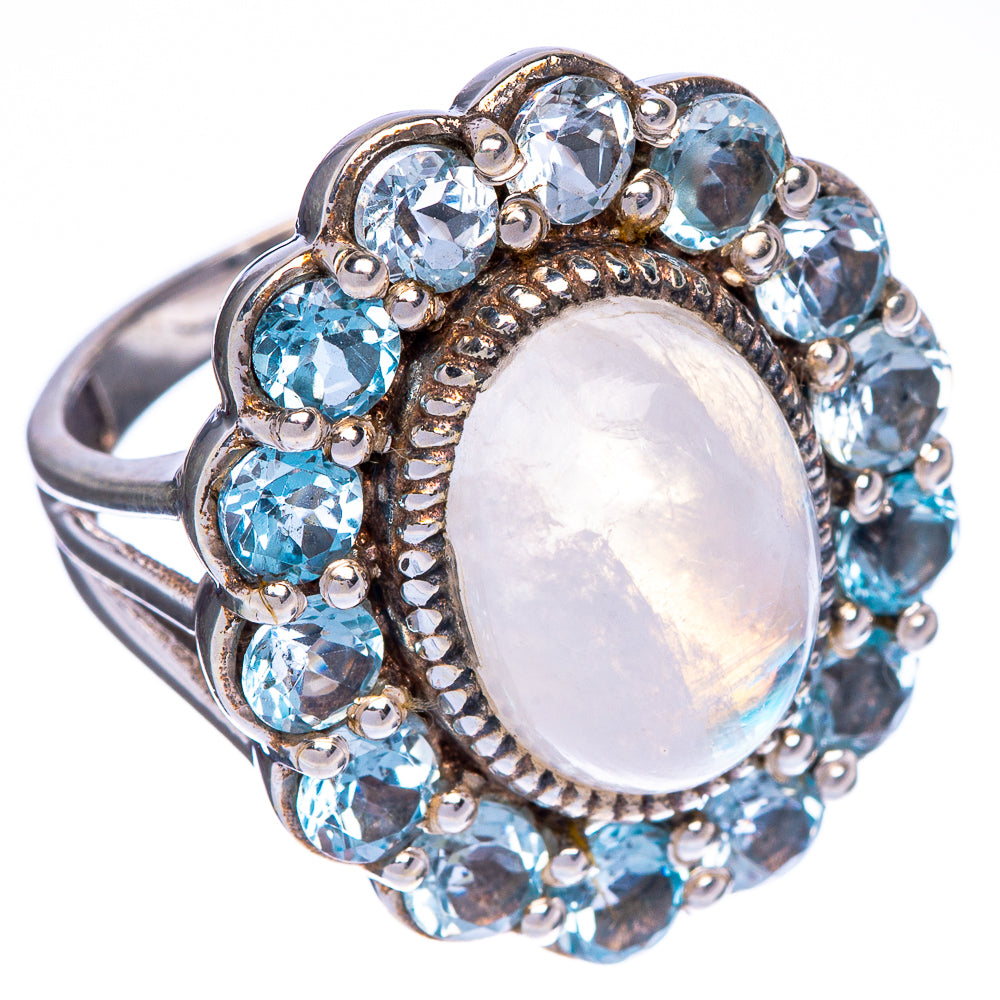 Large Rainbow Moonstone Ring Size 8 (925 Sterling Silver) R147296