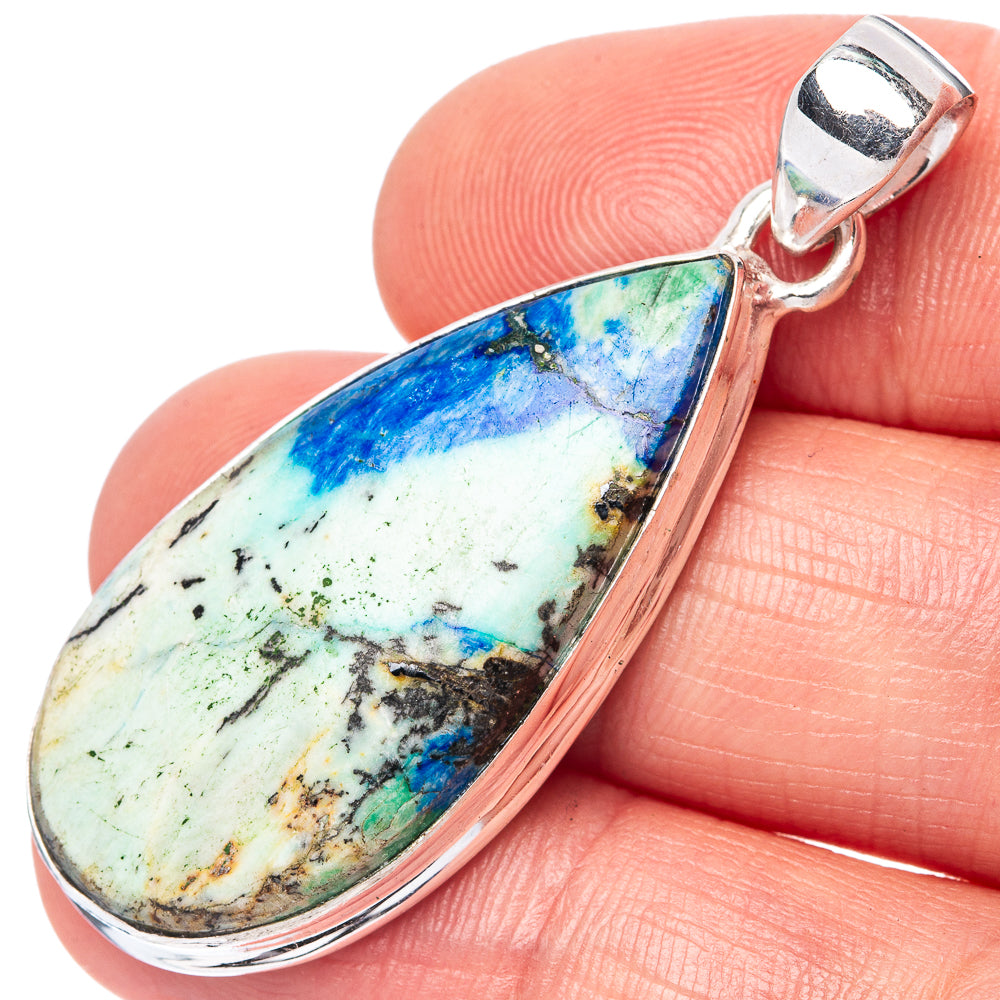 Azurite 925 Sterling Silver Pendant 1 3/4" (925 Sterling Silver) P42628