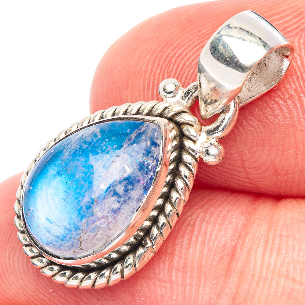 Rainbow Moonstone Pendant 1 1/8" (925 Sterling Silver) P44842