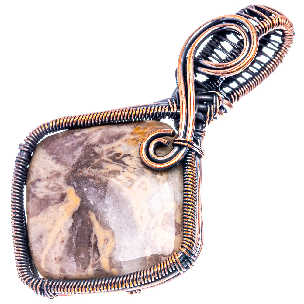 Petrified Palm Root  Wire Wrap Pendant 2 3/8" (Oxidized Copper)
