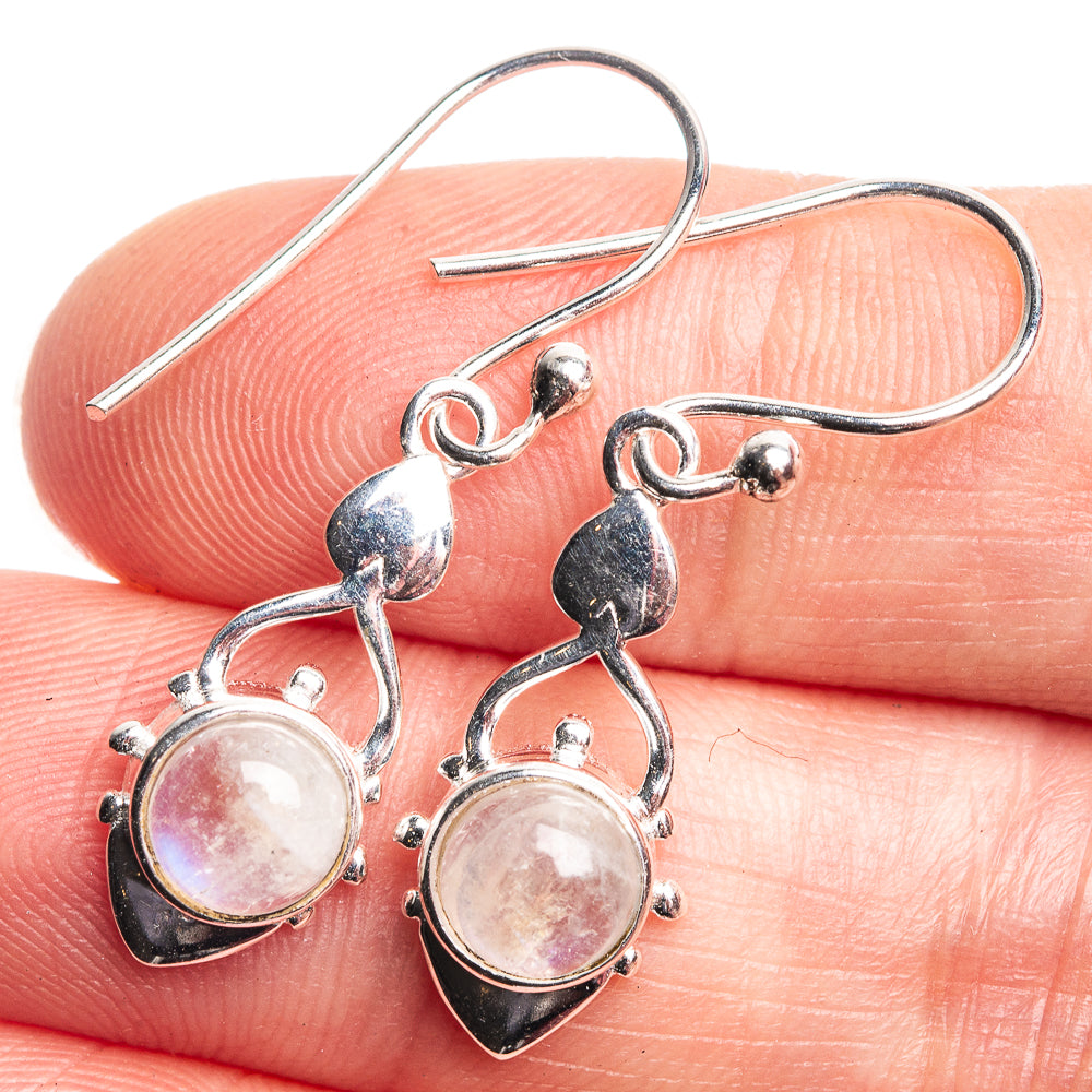 Rainbow Moonstone Dainty Earrings 1 3/8" (925 Sterling Silver) E432502