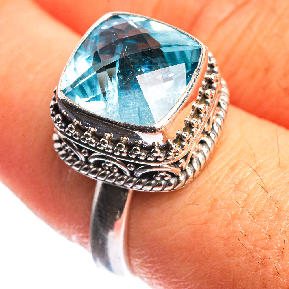 Blue Topaz 925 Sterling Silver Ring Size 8.25