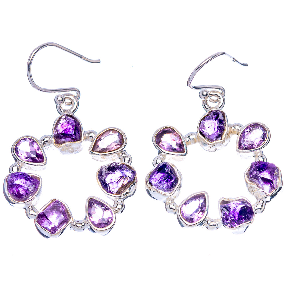 Premium Rough Amethyst Earrings 1 1/2" (925 Sterling Silver) E1718