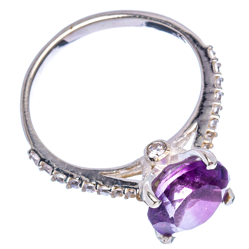 Amethyst, Cubic Zirconia Ring Size 6.5 (.925 Sterling Silver)