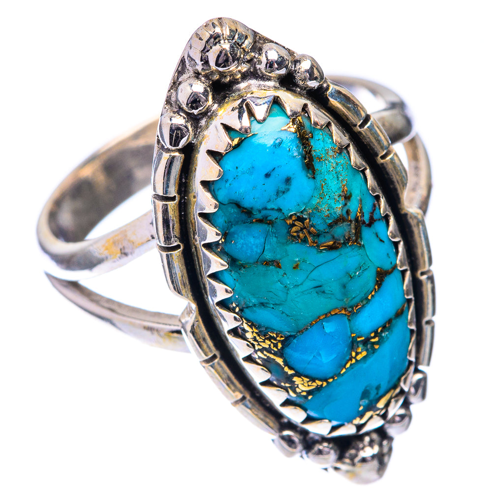 Blue Copper Composite Turquoise Ring Size 7.75 (925 Sterling Silver) R141476
