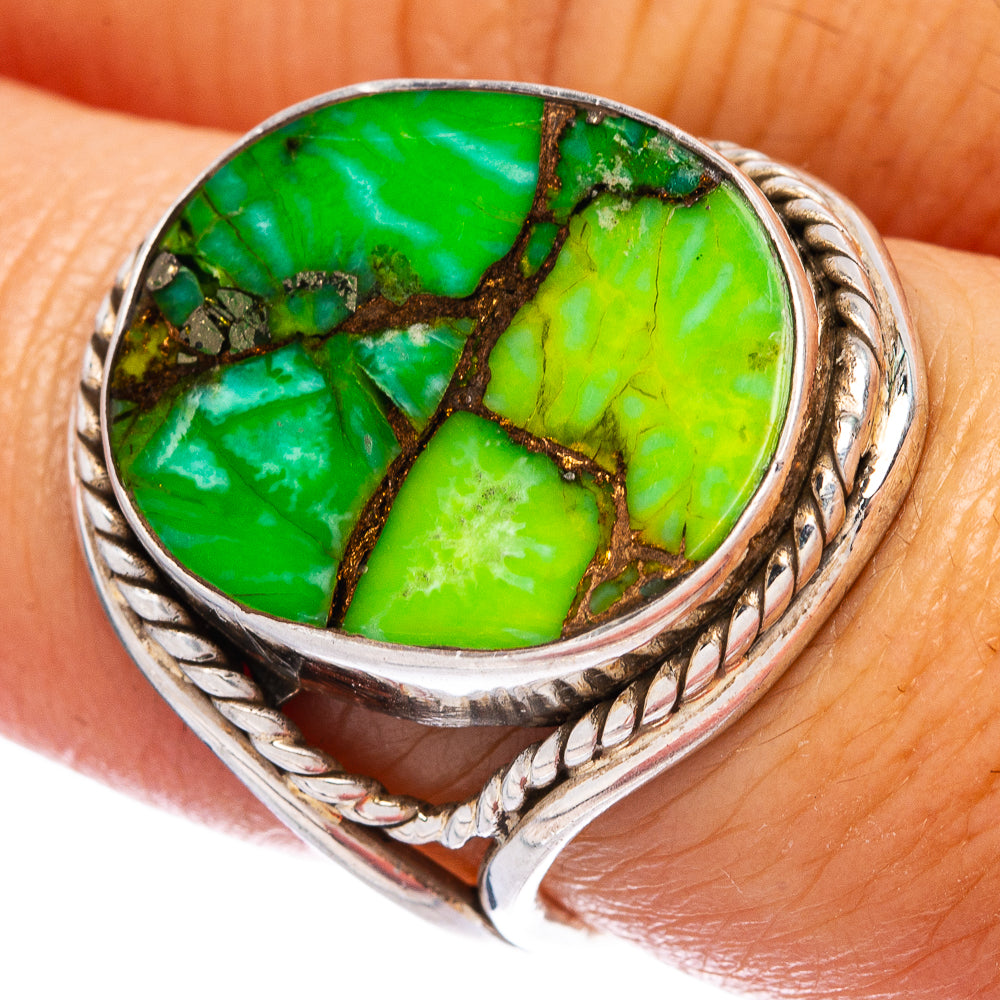 Green Copper Composite Turquoise Ring Size 6.5 (925 Sterling Silver) R146538