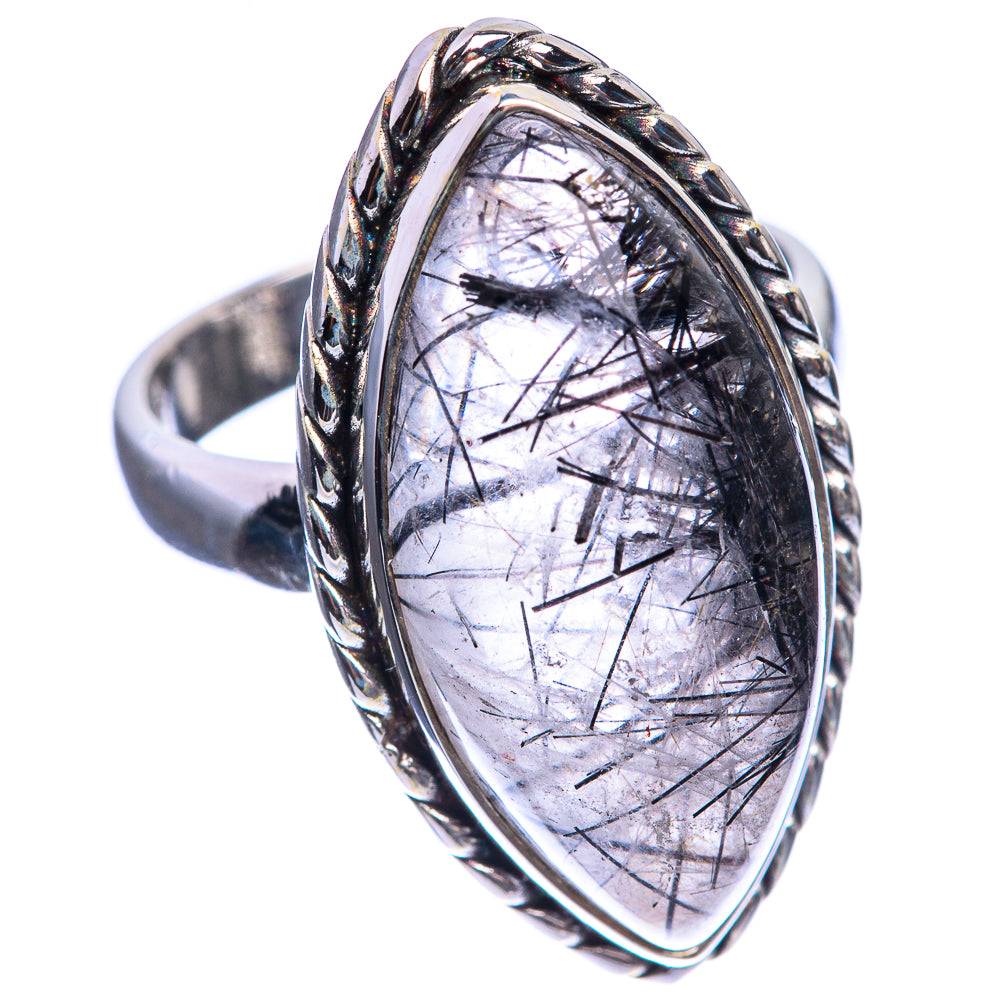 Tourmalinated Quartz 925 Sterling Silver Ring Size 6.25