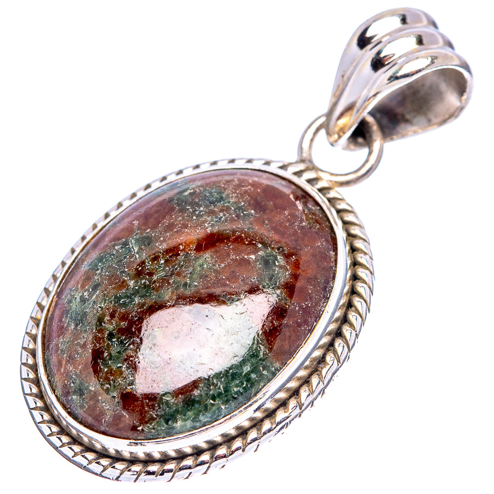 Grass Garnet Pendant 1 1/2" (.925 Sterling Silver)