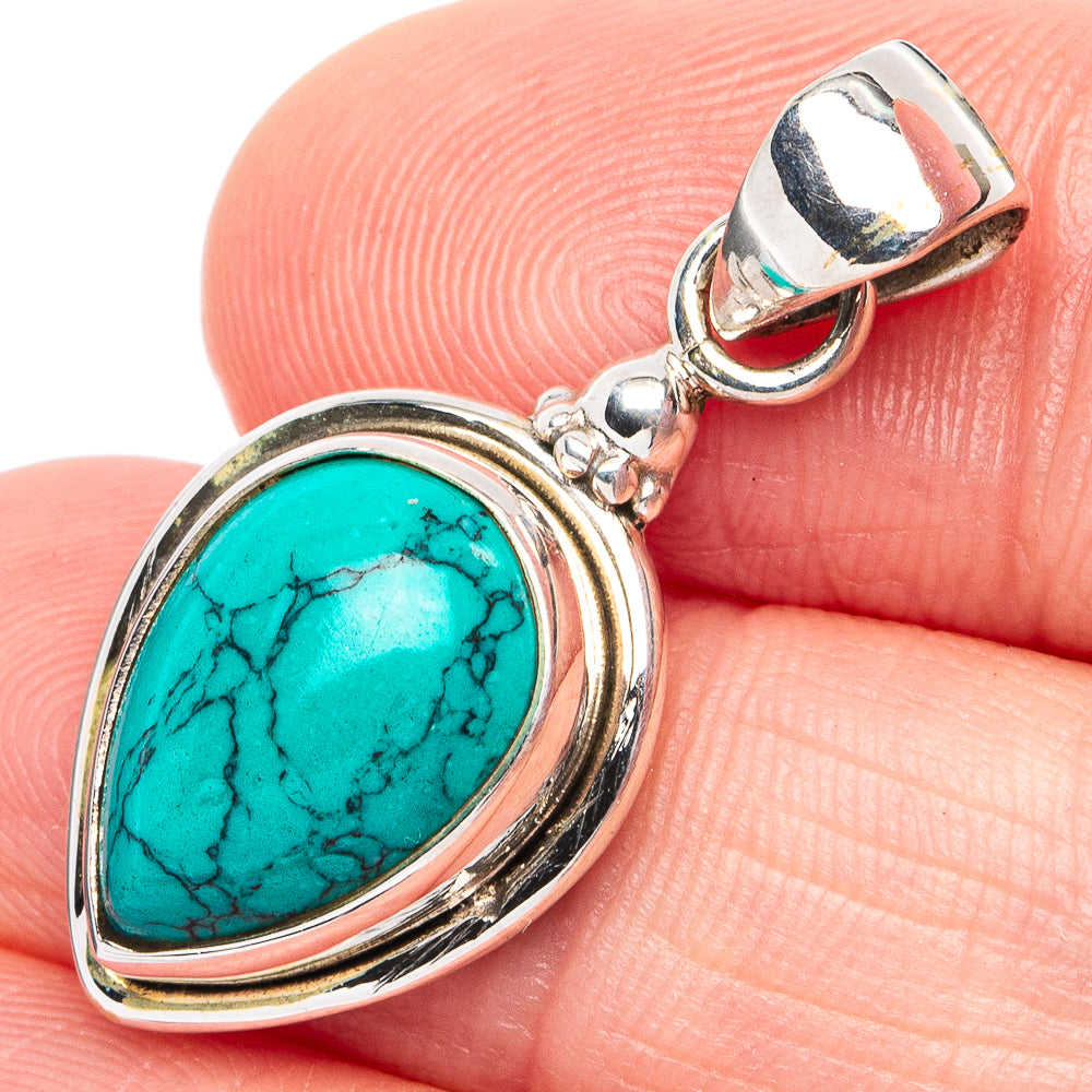 Turquoise Howlite Pendant 1 1/4" (925 Sterling Silver) P45380