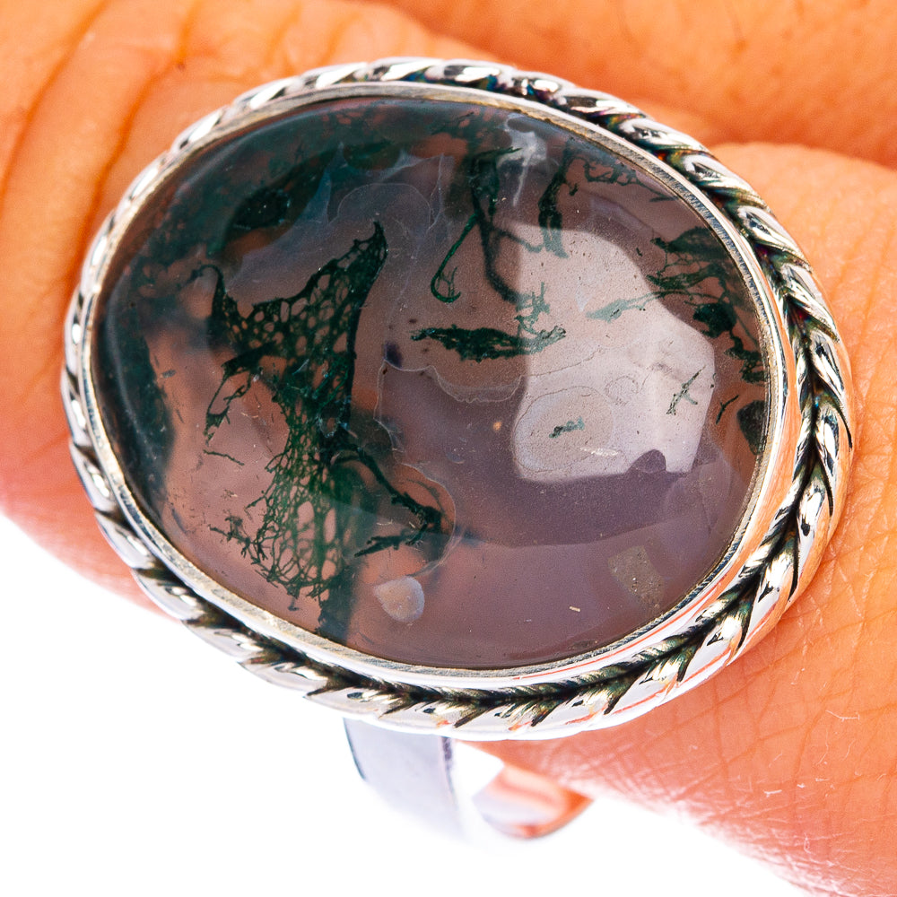 Green Moss Agate Ring Size 11 (925 Sterling Silver) R144450