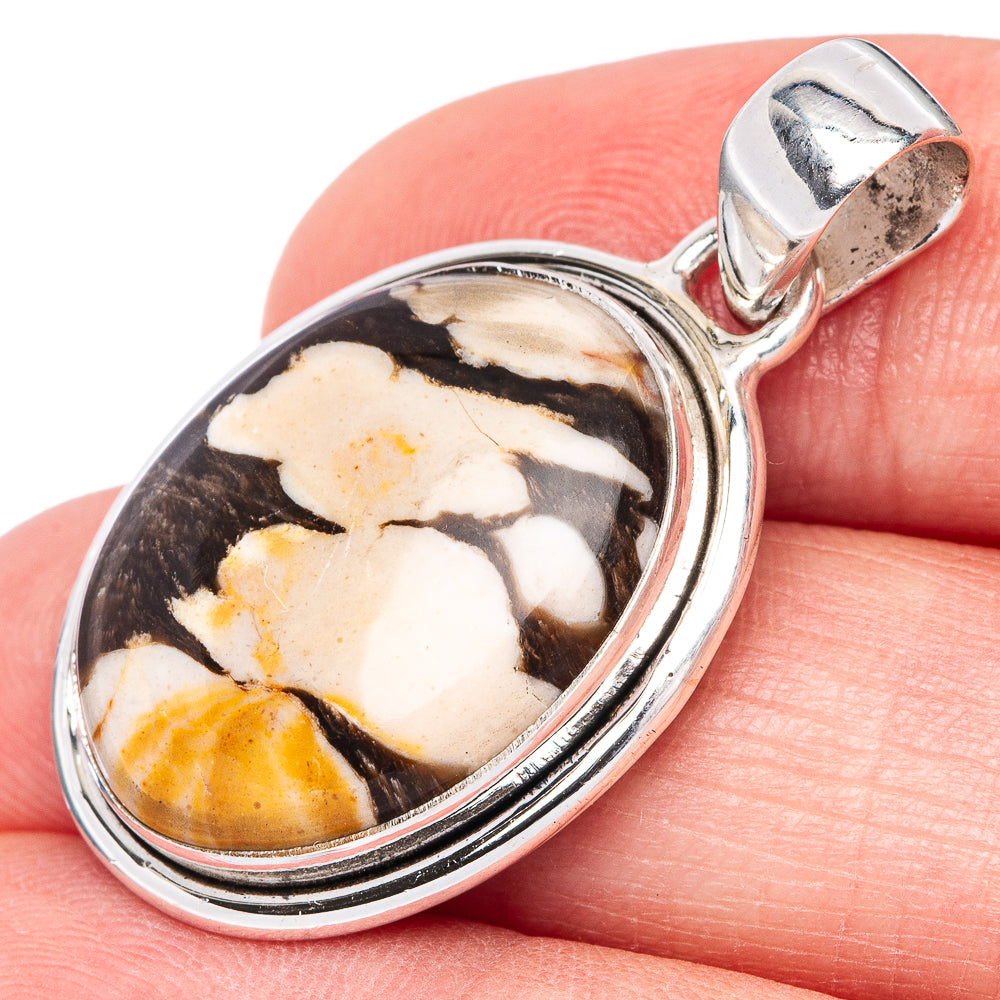 Peanut Wood Jasper Pendant 1 3/8" (925 Sterling Silver) P40945