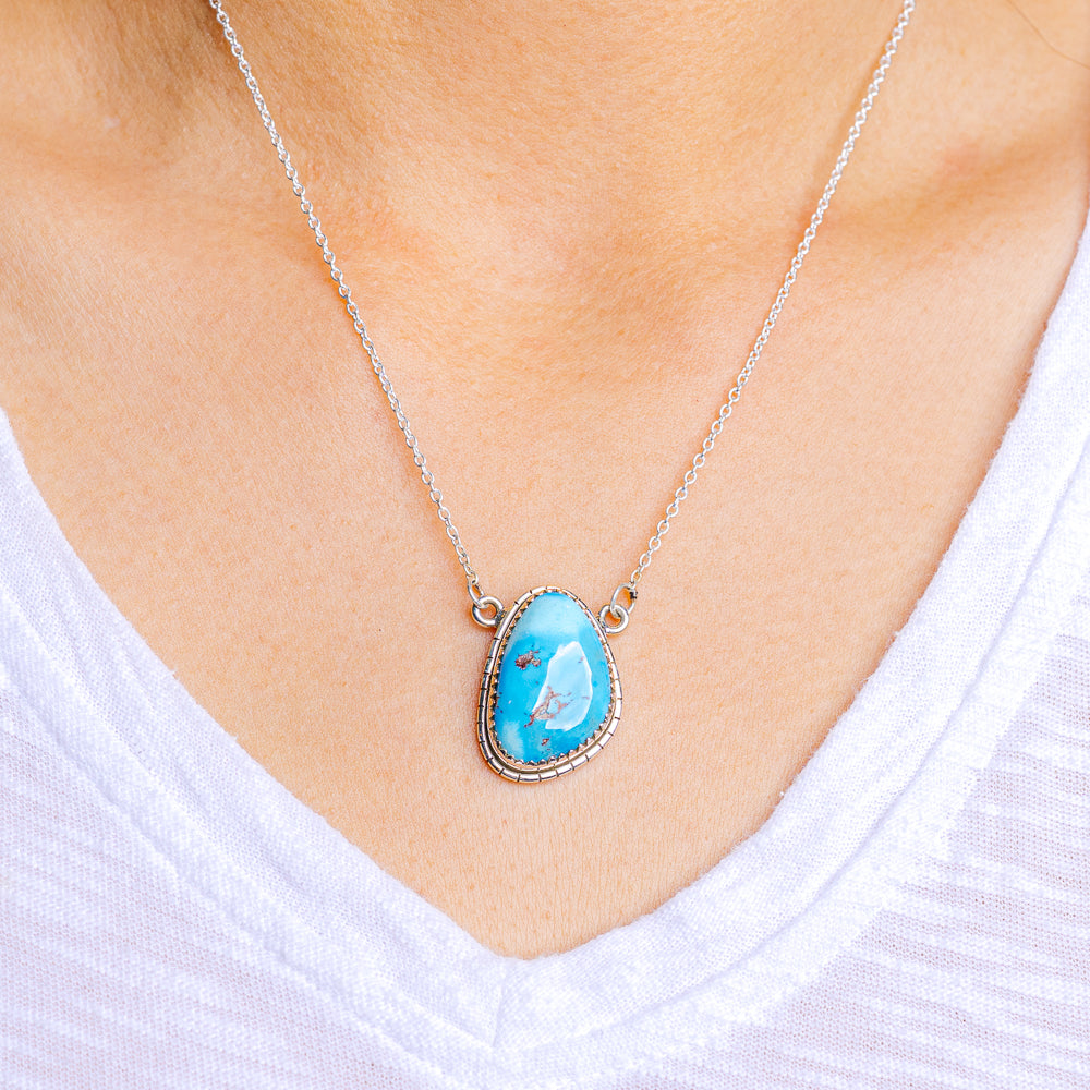 Golden Hills Turquoise Necklace 17 to 19" (.925 Sterling Silver)