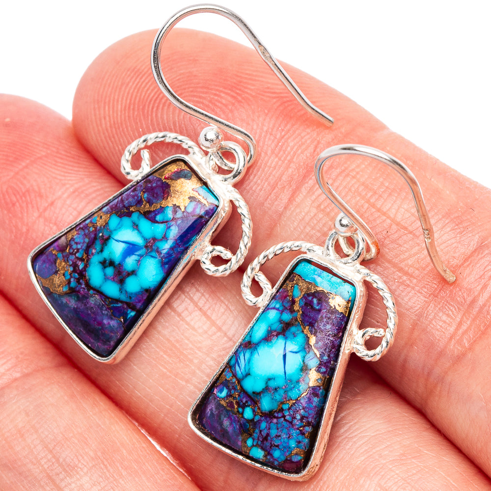 Spiny Oyster Turquoise Earrings 1 1/4" (925 Sterling Silver) E1910