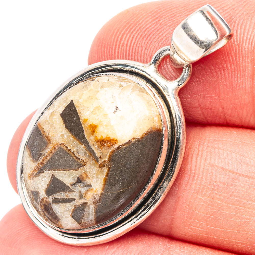 Septarian Nodule Pendant 1 3/8" (.925 Sterling Silver)