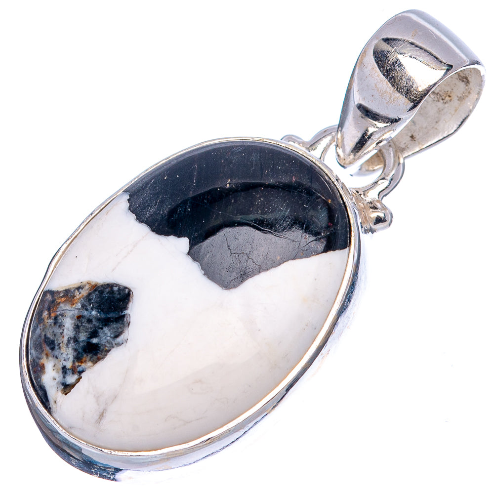 White Buffalo Turquoise Pendant 1 1/4" (.925 Sterling Silver)
